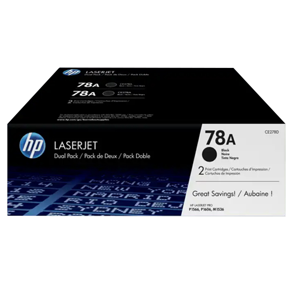 PACK DE 2 TONER HP 78A LASERJET NEGRO CE278AD - Código: CE278AD | Compra en Guadalajara