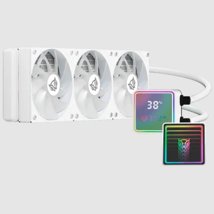 Enfriamiento Liquido Balam Rush Cryo Prism 360 Blanco Display para monitoreo de temperatura ARGB 3x Vent 120 mm 300w - Código: BR-944076 | Compra en Guadalajara