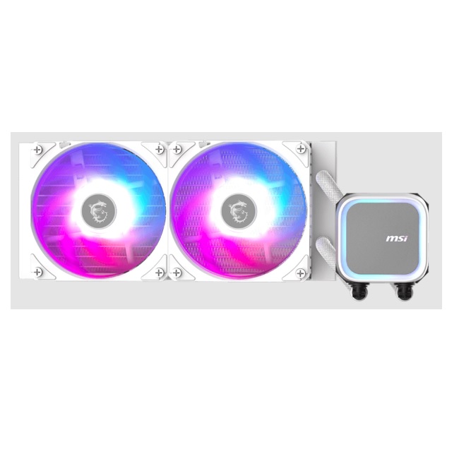 Enfriamiento liquido MSI MAG CORELIQUID A13 240mm blanco 2xFan ARGB compatible AM5/AM4 LGA 1700/1851 - Intel