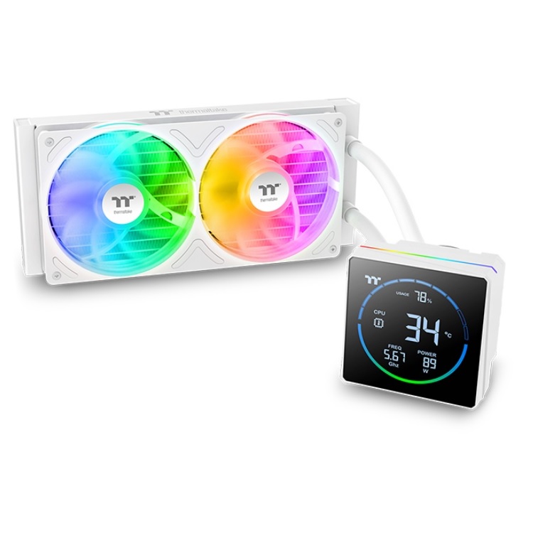Enfriamiento Liquido Thermaltake TH240-S V3 2 Ventiladores120mm Blanco ARGB pantalla 3.95 pulgadas - Código: CL-W471-PL12SW-A | Compra en Guadalajara