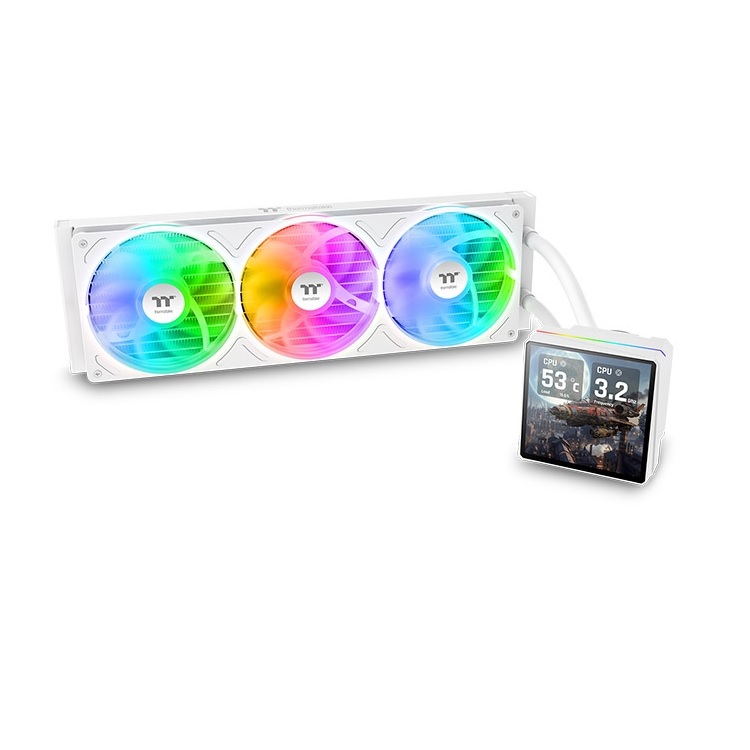 Enfriamiento Liquido Thermaltake TH360 V3 Ultra 3 Ventiladores120mm Blanco ARGB pantalla 3.95 pulgadas - Código: CL-W476-PL12SW-A | Compra en Guadalajara