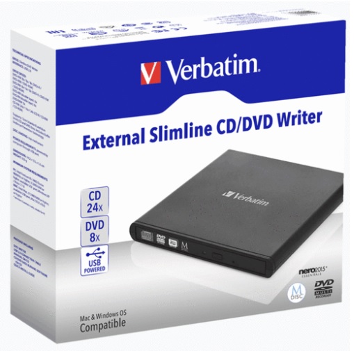 Unidad DVD-RW externo Verbatim slimline CD/DVD  VB98938 - Código: VB98938 | Compra en Guadalajara