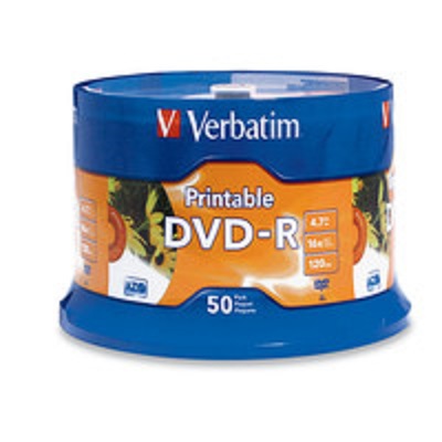 Torre 50 DVD-R Verbatim 4.7GB 16X120MIN color Blanco imprimible  VB95137 - Código: VB95137 | Compra en Guadalajara