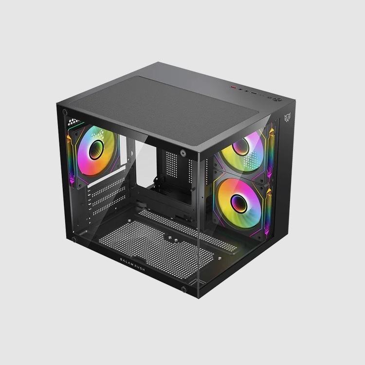 Gabinete BALAM RUSH Gamer Compact Mini Torre Tank Glow Plus 3700 / Max MB M-ATX Sin Fuente / 1x USB A 3.0 2x USB A 2.0 3xFan 120mm ARGB 4 Pin / Panel Izq Cristal Frente Cristal / Negro BR-943864 - Código: BR-943864 | Compra en Guadalajara