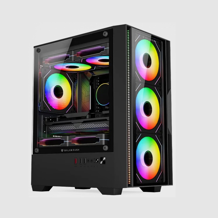 GABINETE GAMER BALAM RUSH NITROX EDGE PRO CRYSTAL 4900C / MINI TORRE / MICRO-ATX MINI ITX / INCLUYE 3 VENTILADORES ARGB 120 MM / CRISTAL TEMPLADO / NEGRO / BR-943888 - Adata