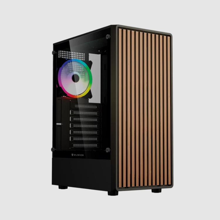 GABINETE GAMER BALAM RUSH DRAGONFLY WOOD GM580CB / MEDIA TORRE / ATX MICRO-ATX MINI ITX / INCLUYE 4 VENTILADORES ARGB 120 MM / CRISTAL TEMPLADO / NEGRO / BR-943949 - Código: BR-943949 | Compra en Guadalajara
