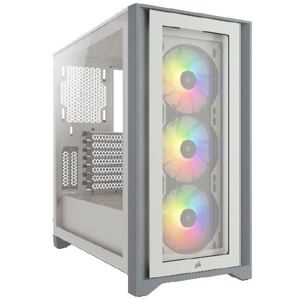 Gabinete Corsair  Cc 9011205 Ww  Icue 4000X Rgb Blanco Panel Cristal Templado Med Torre Sin Fuente - CC-9011205-WW