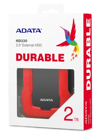 Disco Duro Externo Adata Hd330 2Tb Portatil 25 Usb 32 Rojo Windows Mac Linux Contragolpes Slim Ahd3302Tu31Crd AHD330-2TU31-CRD - ADATA