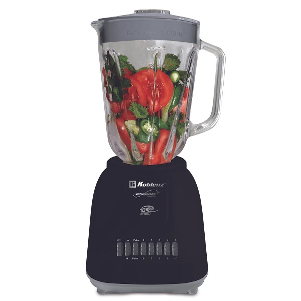 Licuadora Koblenz Gourmet LKM-5980 VN vaso vidrio 1.5 litros 4 cuchillas acero inoxidable 10 velocidades función pulso 2 niveles motor 500W - Acco