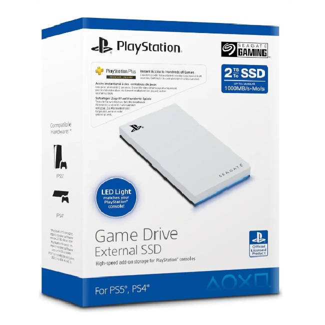 SSD externo Seagate 2TB Game Drive PS5 blanco con tira led azul STMH2000100 - Código: STMH2000100 | Compra en Guadalajara