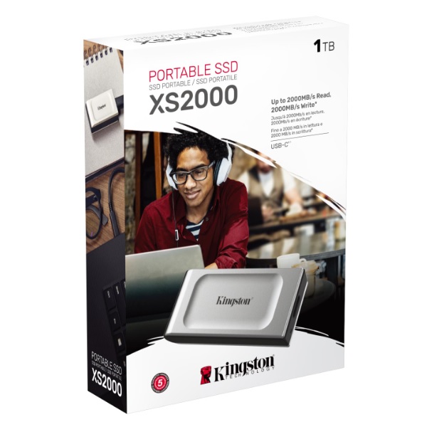 SXS2000/1000G Unidad Ssd Externo Kingston 1Tb  Sxs2000 1000G  Xs2000  Usb 3 2 Tipo C  Negro Plata