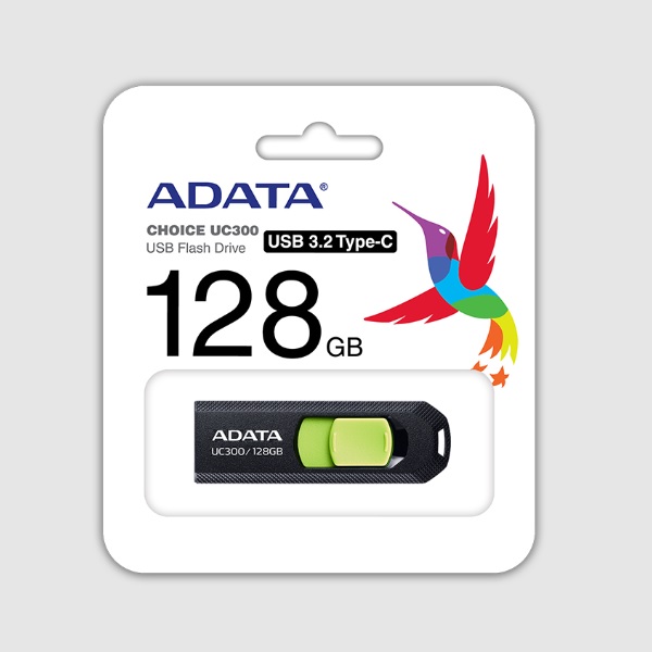 Memoria ADATA 128GB USB-C CHOICE UC300 3.2 Negro con Verde ACHO-UC300-128G-RBKGN - Kingston
