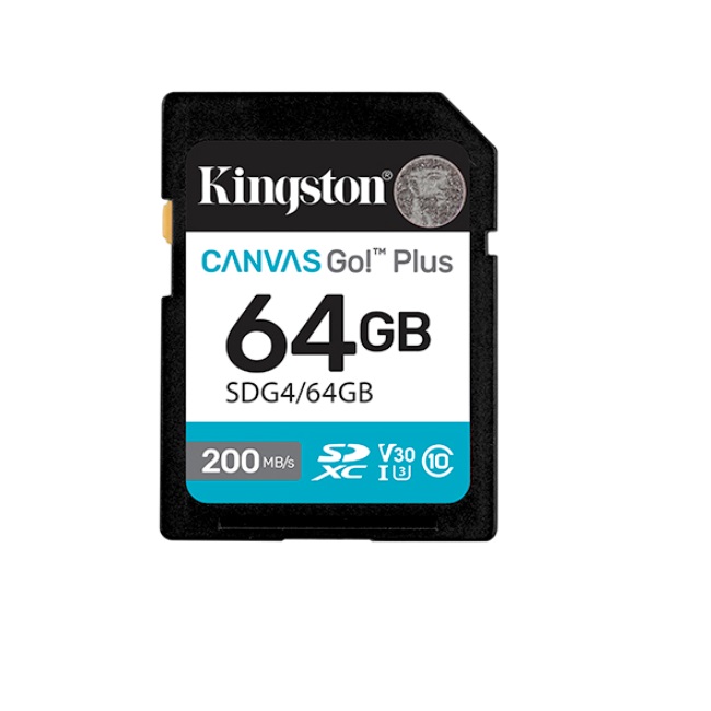 KINGSTON MEMORIA 64GB SDXC CANV  AS GO PLUS GEN4 200MB S C10 UHS - Código: SDG4/64GB | Compra en Guadalajara
