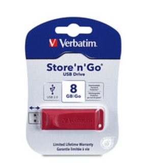 Memoria Verbatim 8GB USB 2.0 Drive color Rojo Retractil Store N GO - Kingston