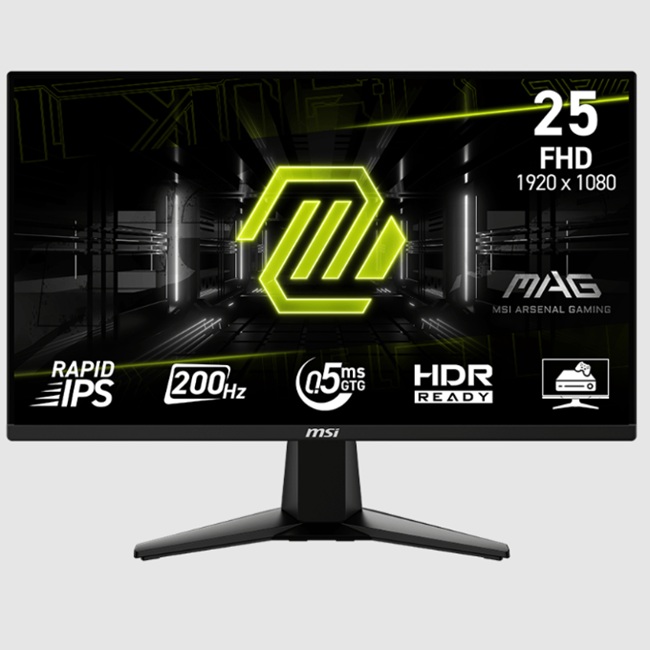 Monitor MSI 24.5 MAG 255F E20 plano Gaming FHD 1920X1080 IPS 200Mhz 0.5MS 2xHDMI 1xDP 1xsalida de audio - Balam Rush