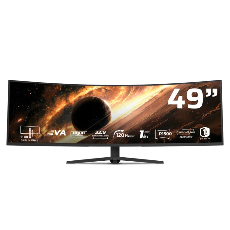 MONITOR GAMER BALAM RUSH COSMOS TITAN MCT49X / 49 PULG / CURVO / LED / 120 HZ / VESA 75 X 75 MM / 1 MS / R1500 / BOCINAS INTEGRADAS / AJUSTE DE ALTURA E INCLINACION / NEGRO / BR-944144 - Código: BR-944144 | Compra en Guadalajara