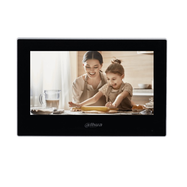Monitor Dahua VTH2621G-P - Monitor IP táctil de 7in en negro Serie Lite ideal para interiores. Soporta PoE estandar hasta 4 camaras de entrada y 4 monitores - Viewsonic