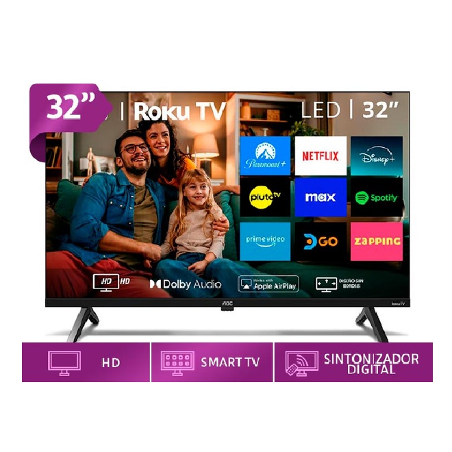 Smart TV AOC 32 pulg RokuTv LED 1360768 Wifi 3HDMI 1USB Ethernet - Viewsonic
