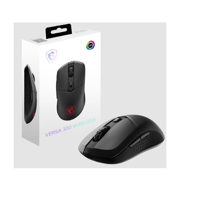 Mouse MSI VERSA 300 WIRELESS Negro 2.4G inalambrico Bluetooth 5.3 y USB 2.0 Max 8000 DPI Hasta 50 horas de bateria - Msi