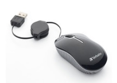 Mini mouse Verbtim alambrico Retractil travel color Negro USB - Vorago