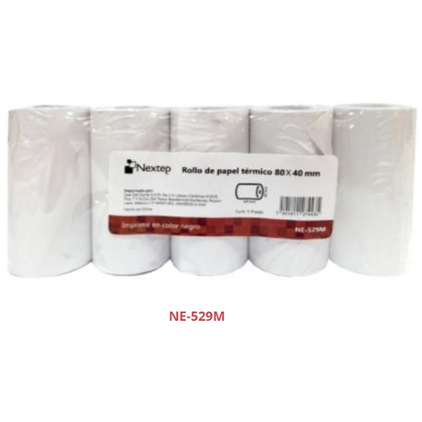 Rollo Papel Nextep Térmico Terminal Móvil 80x40mm C/5 NE-529M - Código: NE-529M | Compra en Guadalajara
