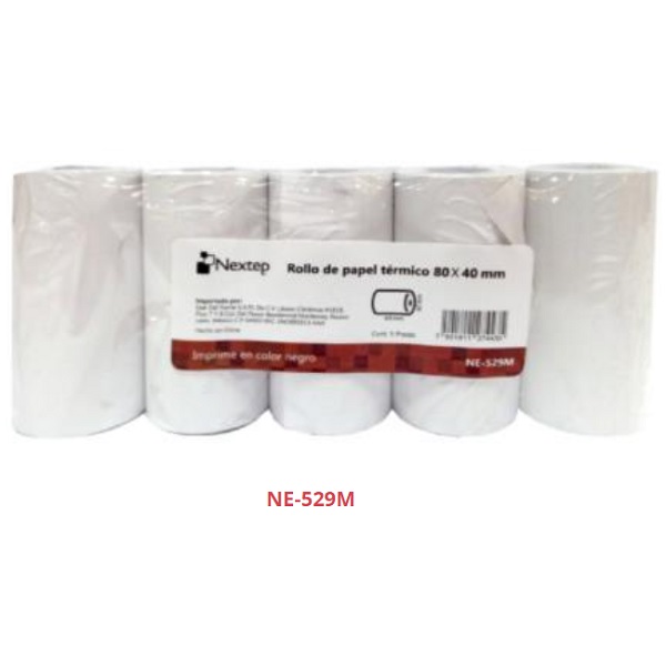 PAPEL NEXTEP ROLLO TERMICO PAPEL MOVIL 80 X 40MM PAQUETE DE 5 ROLLOS UPC  - NEXTEP