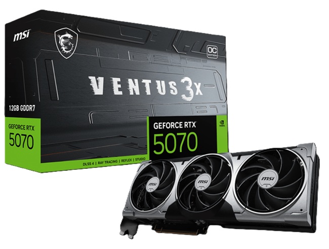Tarjeta de video MSI 12GB GeForce RTX 5070 VENTUS 3xfan GDDR7 OC 1xHDMI 3xDP - Asus