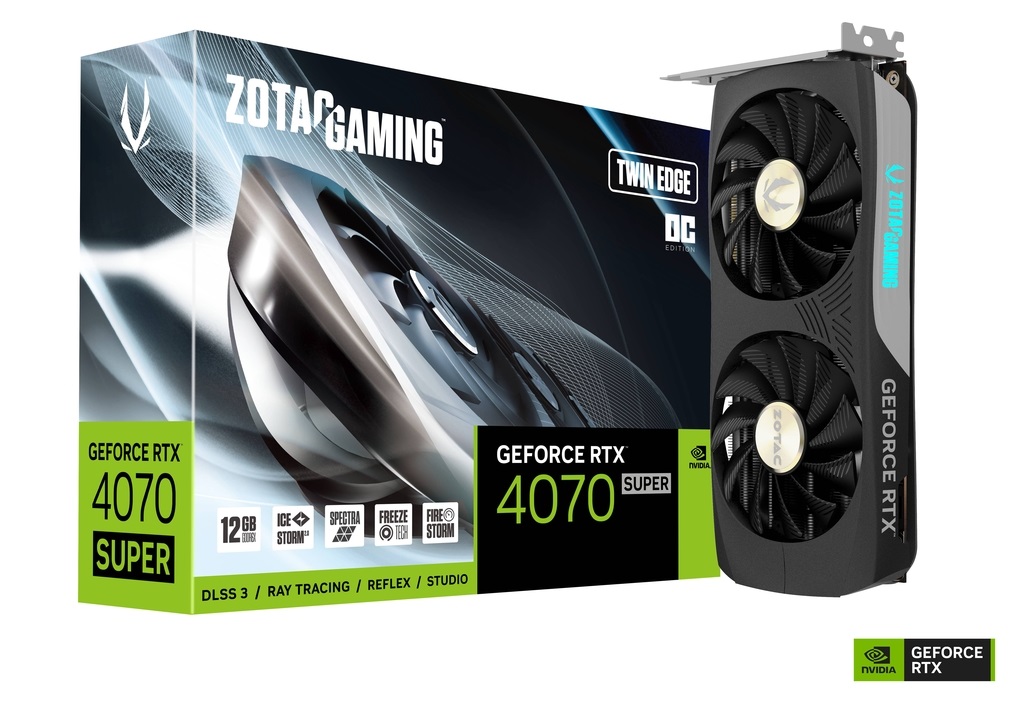 Tarjeta De Video Zotac  Zt D40720H 10M Rtx 4070 Super Oc 12Gb Gddr6X 192 Bit 16 Pcie Hdmi 3 Dp 2 Fan - ZT-D40720H-10M