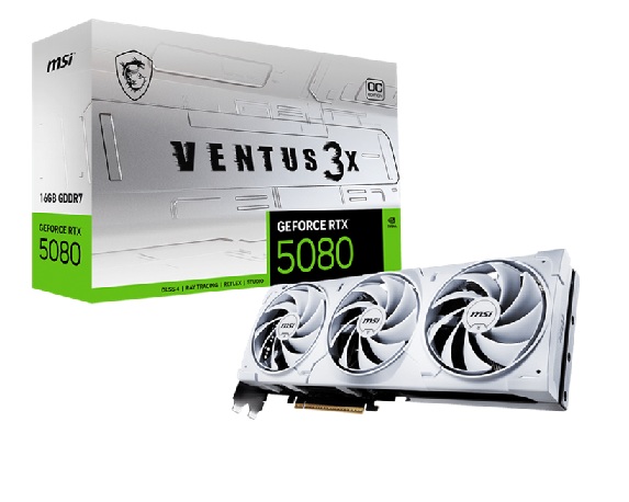 TARJETA DE VIDEO MSI GEFORCE RTX 5080 16G VENTUS 3X OC 16GB DDR7WHITE - Código: GEFORCE RTX 5080 16G VENTUS 3X OC WHITE | Compra en Guadalajara