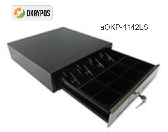 CAJON DE DINERO OKAYPOS 5 BILLETES 8 MONEDAS RJ11 LLAVE DOBLE LADO aOKP-4142LS NEGRO - Zebra