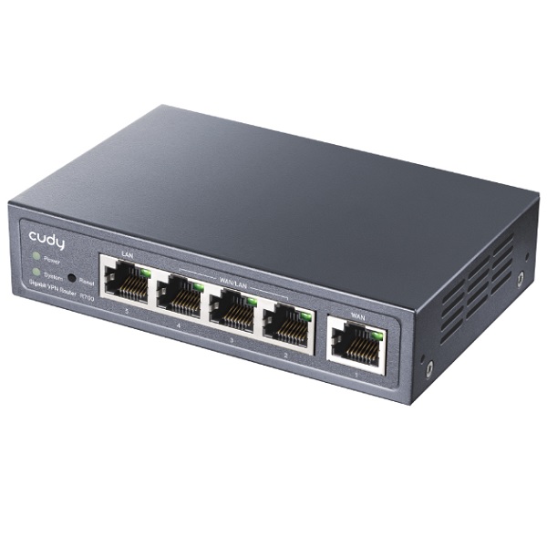 Multi-WAN VPN Router Cudy R700 con 5 puertos gigabit 1 WAN 3 WAN/LAN y 1 LAN DNS over Cloudflare/NextDNS/Google - H3C