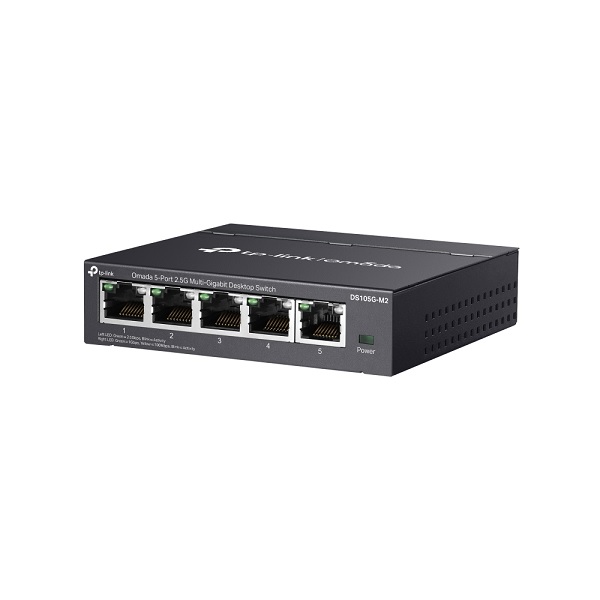 Switch TP-Link Omada DS105G-M2 metálico escritorio 5 puertos RJ45 hasta 2.5 Gbps Multi-Gig no adminsitrable operación sileciosa - Tp Link