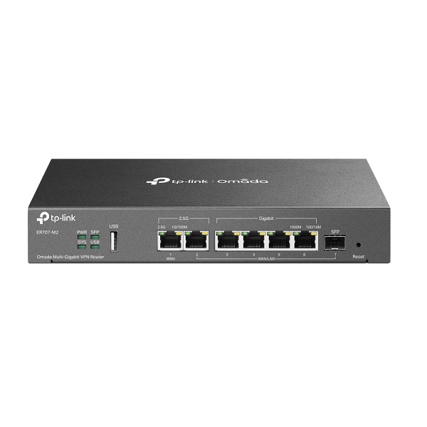 Router Multi-WAN VPN TP-Link Omada ER707-M2 2x RJ45 2.5Gbps 1xWAN 1xWAN/LAN 1x SFP WAN/LAN 4x RJ45 gigabit WAN/LAN - Tp Link