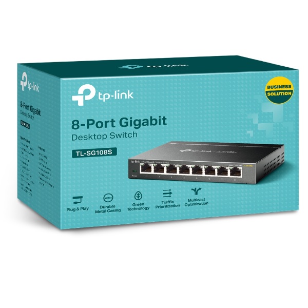 Switch TP-Link TL-SG108S metálico de escritorio 8 puertos gigabit 10/100/1000Mbps no administrable IEEE 802.3x - Tp Link
