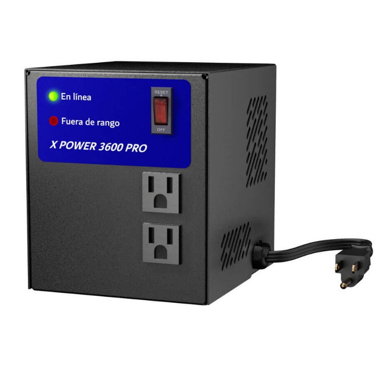Regulador de voltaje COMPLET XPOWER 3600 PRO ERV-9-006 3600 VA / 1800W con supresor integrado 2 contactos 120V para electrodomésticos - Código: ERV-9-006 | Compra en Guadalajara