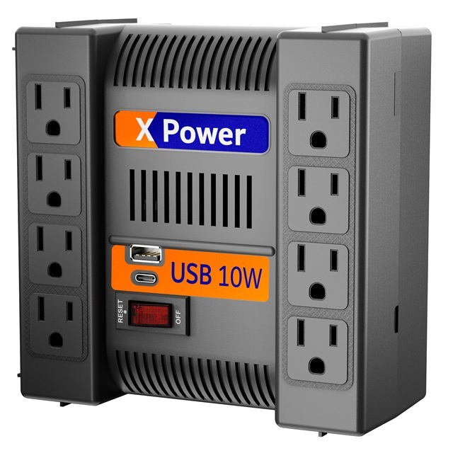 Regulador de Voltaje COMPLET XPOWER 1300 USB ERV-9-002 1300VA 650W 8x NEMA 5-15R 1x USB-A y 1x USB-C 10W total 120V ent/sal - Código: ERV-9-002 | Compra en Guadalajara
