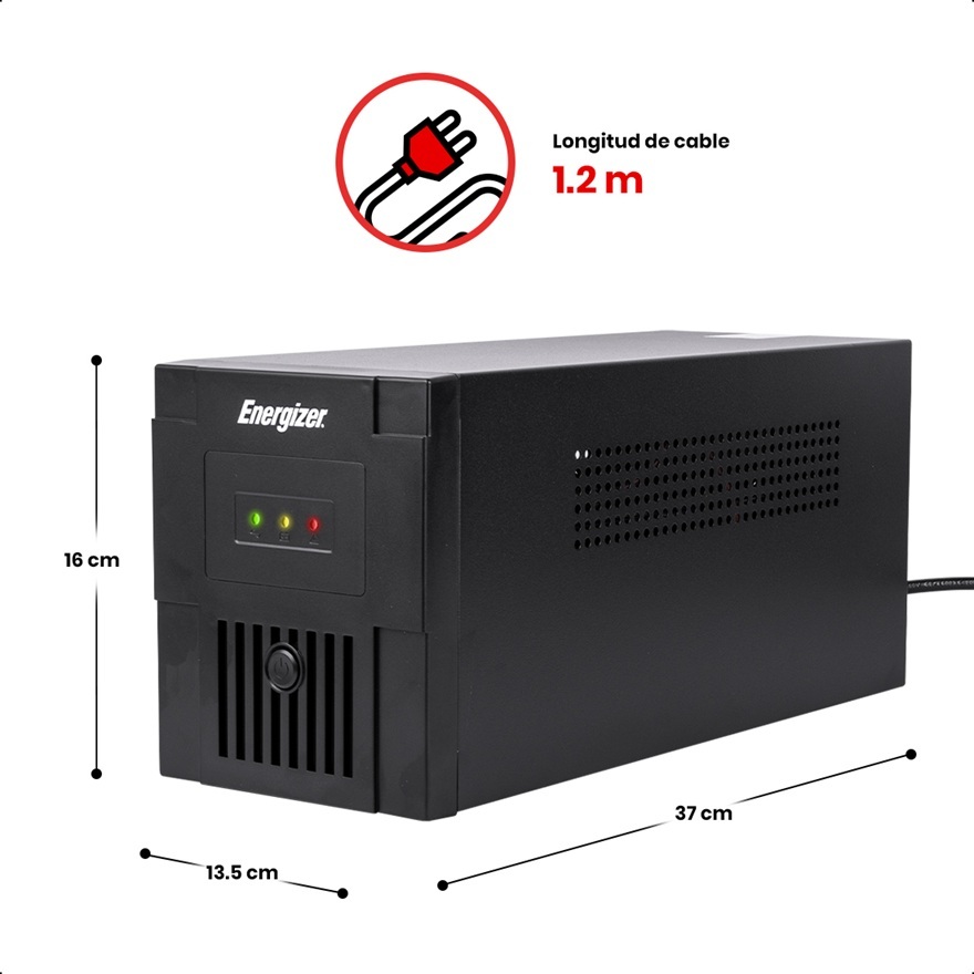 UPS No-Break Energizer ERENUPS15VA 1500VA/ 900W 8 NEMA 5-15R 4 con protección batería 120V 60Hz batería 12V / 9Ah - Código: ERENUPS15VA | Compra en Guadalajara
