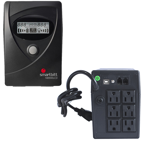 NO-BREAK INTERACTIVO SMARTBITT SBNB900LCD 900VA/450W CLAVIJA NEMA 5-15P 6 CONTACTOS TIPO NEMA 5-15R CON RESPALDO DE BATERIAS REGULACION Y SUPRESION DE PICOS PUERTO USB Y LCD - Código: SBNB900LCD | Compra en Guadalajara