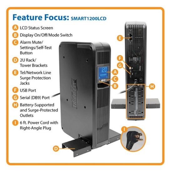 NOBREAK TRIPP-LITE SMART1200LCD DE 120V 700WATTS TORRE/RACK USB 8 CONTACTOS NEG - Código: SMART1200LCD | Compra en Guadalajara