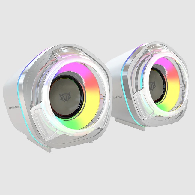 Bocinas Balam Rush Glimm Penta BG545 Blanco Bluetooth 5.0 USB A Sonido Estereo 2.0 Canales 6W RGB Azender - Valve Corporation