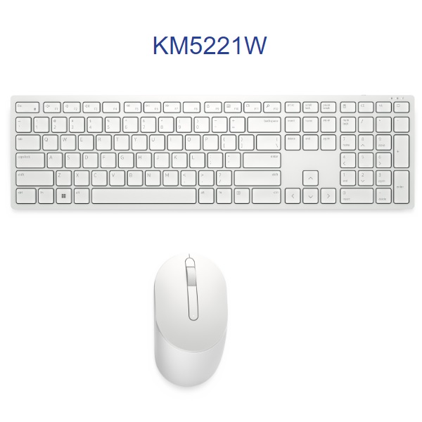 580-AKBH KIT DE TECLADO Y MOUSE DELL  INALAMBRICO  KM5221W ESPAÑOL COLOR BLANCO UPC 884116415220