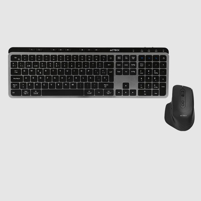 KIT TECLADO Y MOUSE INALAMBRICO ACTECK AC-940160 CREATOR KREA MK7552.4GHZ 2 BT 2000DPIRECARGABLENEGRO-GRIS - Acteck