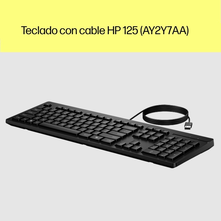 TECLADO ALAMBRICO HP 125 USB-A  180CM NEGRO 50 RECICLADO 1YW - Verbatim