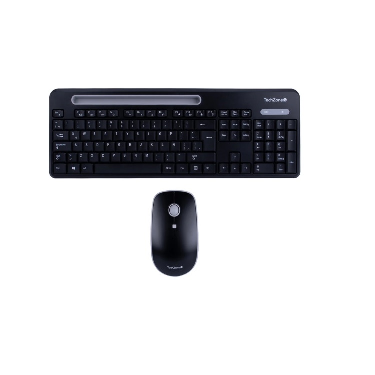 Kit Teclado y Mouse Techzone Tasking Negro con Gris Conexion Inalambrico 2400Mhz DPI 1600 Alcance 10m Compatible con Windows y MacOS - Código: TZCOMBINA06 | Compra en Guadalajara