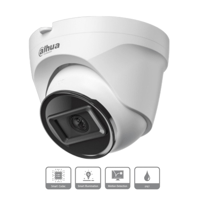 CAMARA IP / DAHUA/ IPC-T1E20DOMO/ 2 MP LENTE DE 2.8 MM Y 99 DE VISION. ALCANCE IR DE 30 MIP67/ ALIMENTACION POE. FUNCIONES DWDR 3D NR HLC BLC Y H.265. - Código: DH-IPC-T1E20 | Compra en Guadalajara