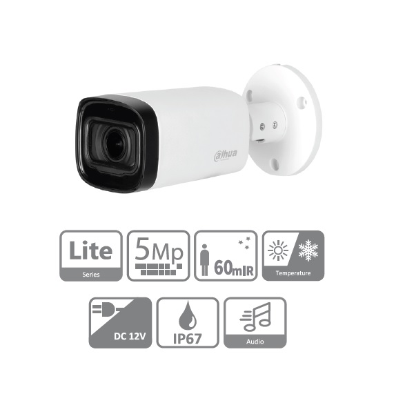 Camara Dahua DH-HAC-HFW1500RN-Z-IRE6-2712-S2 bullet 5 mpx lente 2.7mm IR 60 m metalica IP67 - Cyberpower
