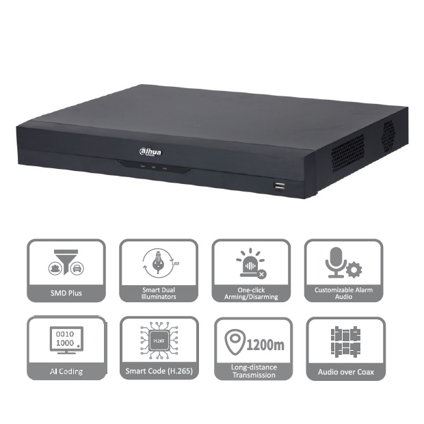 DVR Dahua DH-XVR4232AN-IV2.0 32 canales de1080p lite wizsense h265 codificacion IA 2 bahias de discos duros hasta 16 canales ip busqueda inteligente humanos y vehiculos - Epcom