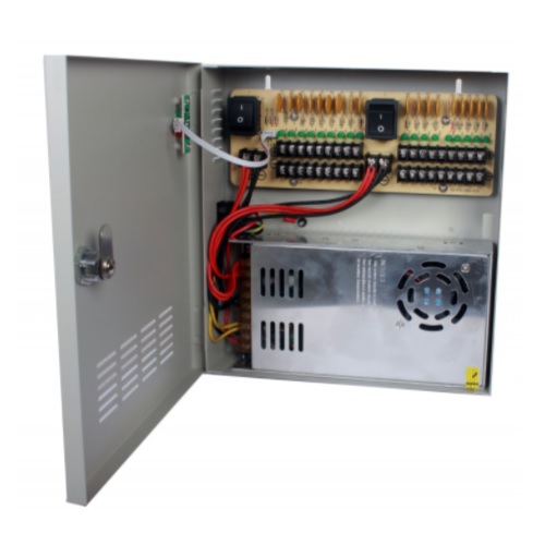 SAXXON PSU1230D18 - FUENTE DE PODER 12V CD / 30 AMPERES / DISTRIBUCION PARA 18 CAMARAS/1.65 AMPERES POR CANAL/ CE / FCC / - Hikvision