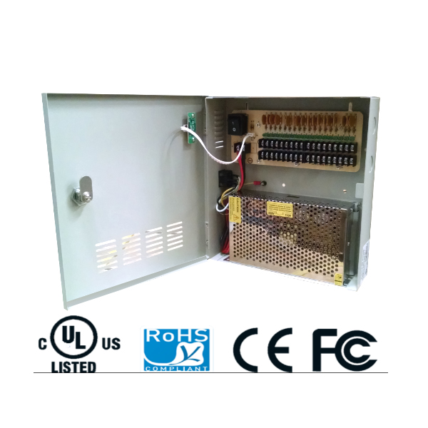 SAXXON PSU1220D18- FUENTE DE PODER 12V CD / 20AMPERES/ CON DISTRIBUIDOR PARA 18 CAMARAS - Epcom