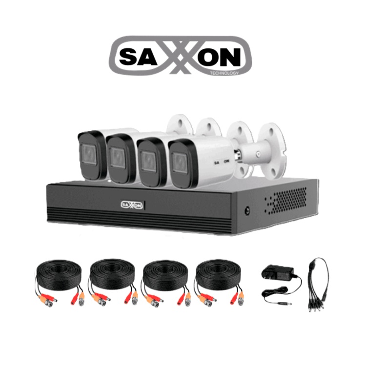 Kit Saxxon SUA-KIT/XVR1E04-I/4-B20M-0280B-Kit de 4Canales HDCVI 1080P/4 Cámaras B20M de 2.8mm con Campo de Visión de Hasta 100/Grabador Soporta - Código: KIT/XVR1E04-I/4-B20M-0280B | Compra en Guadalajara
